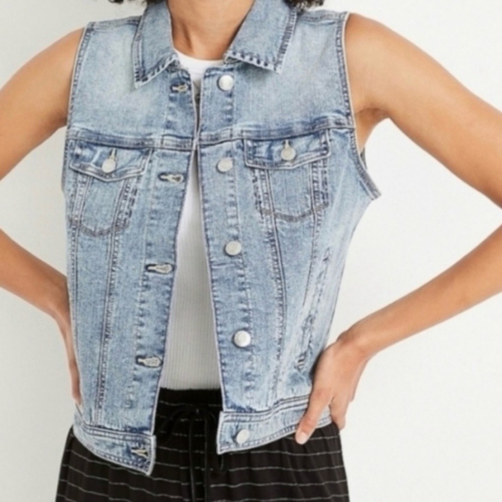 Gap 1969 Icon Flap Denim Vest - Light Wash Cayman - Soft - Small